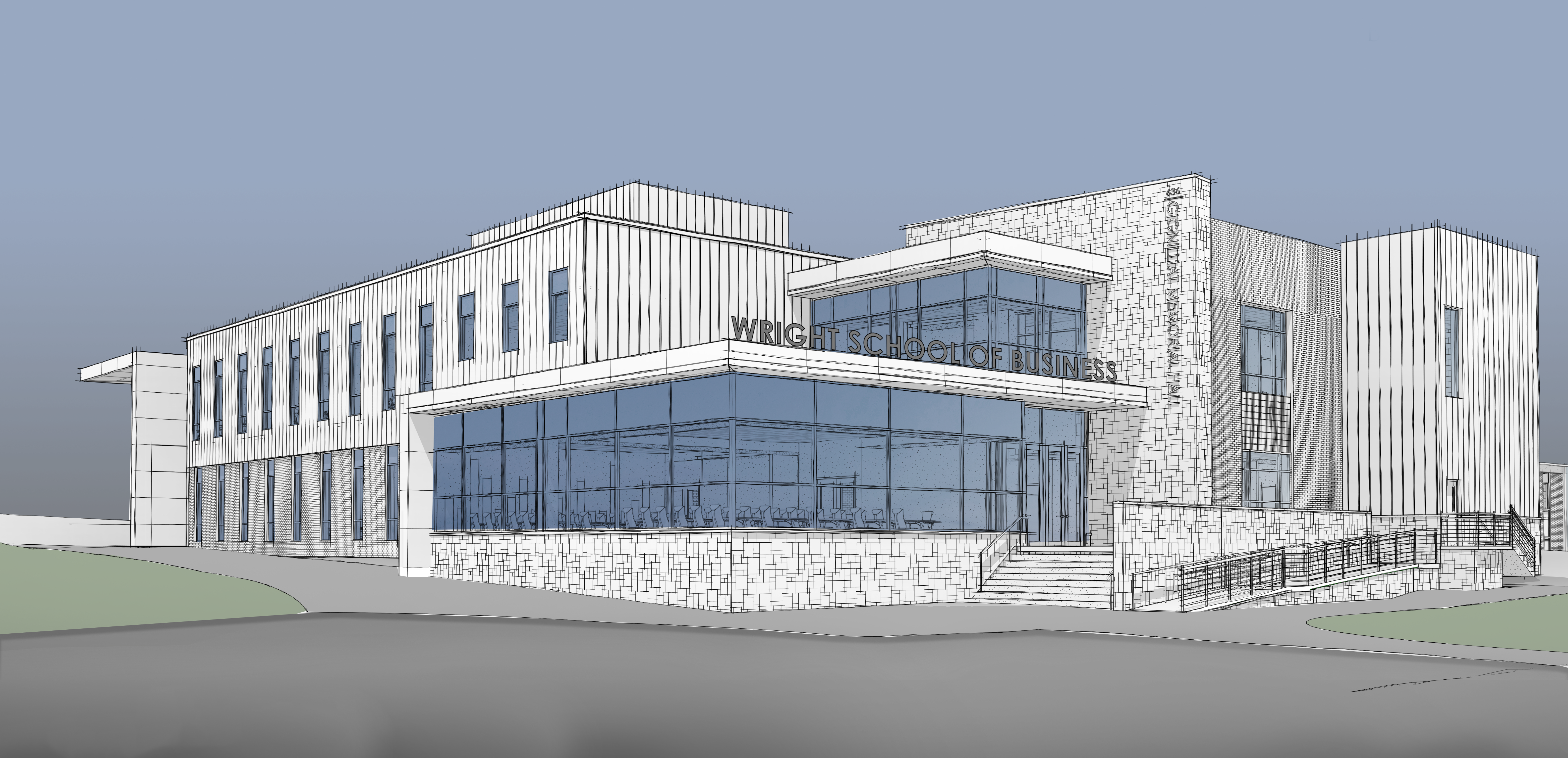 Drawing of Memorial Hall