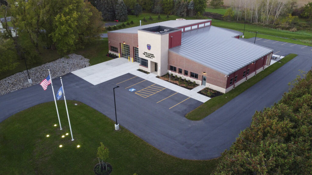 Exterior, aerial view of Batavia Fire Hall