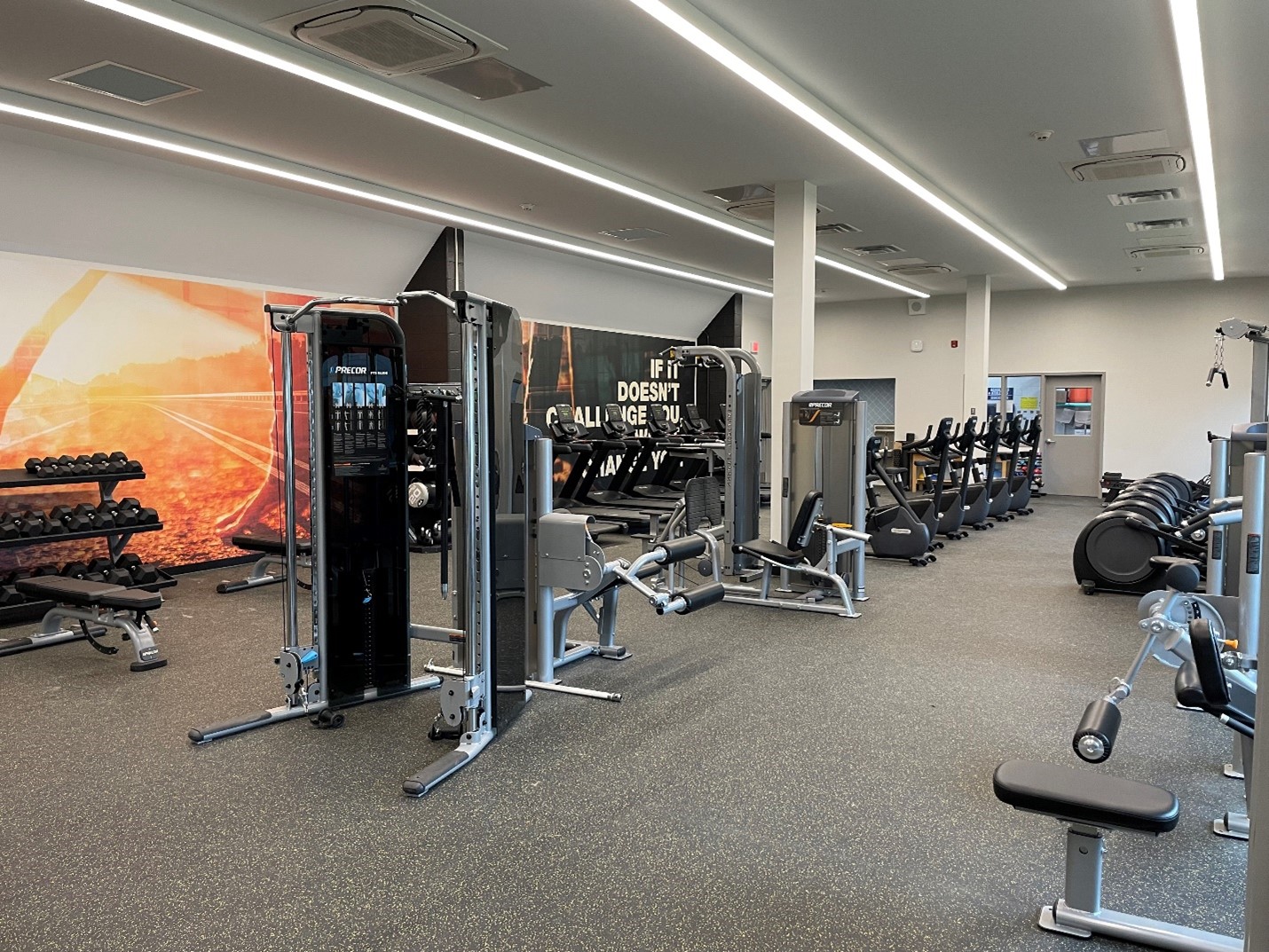 Image shows a fitness center at Pine Bush High School.