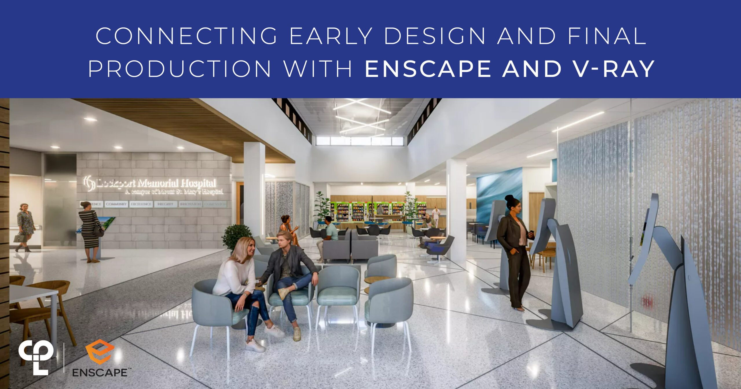 Connecting Early Design and Final Production with Enscape and V-Ray with rendering of hospital underneath
