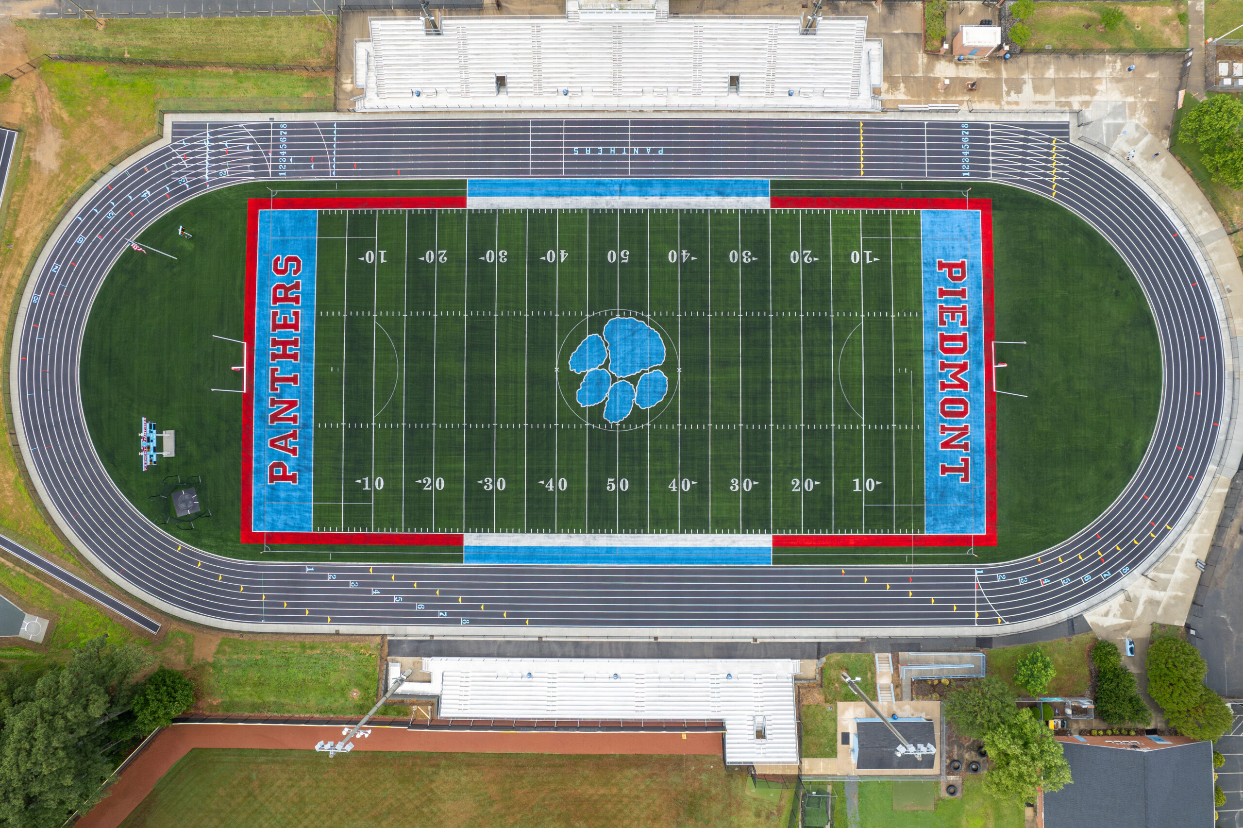 High school track and football field