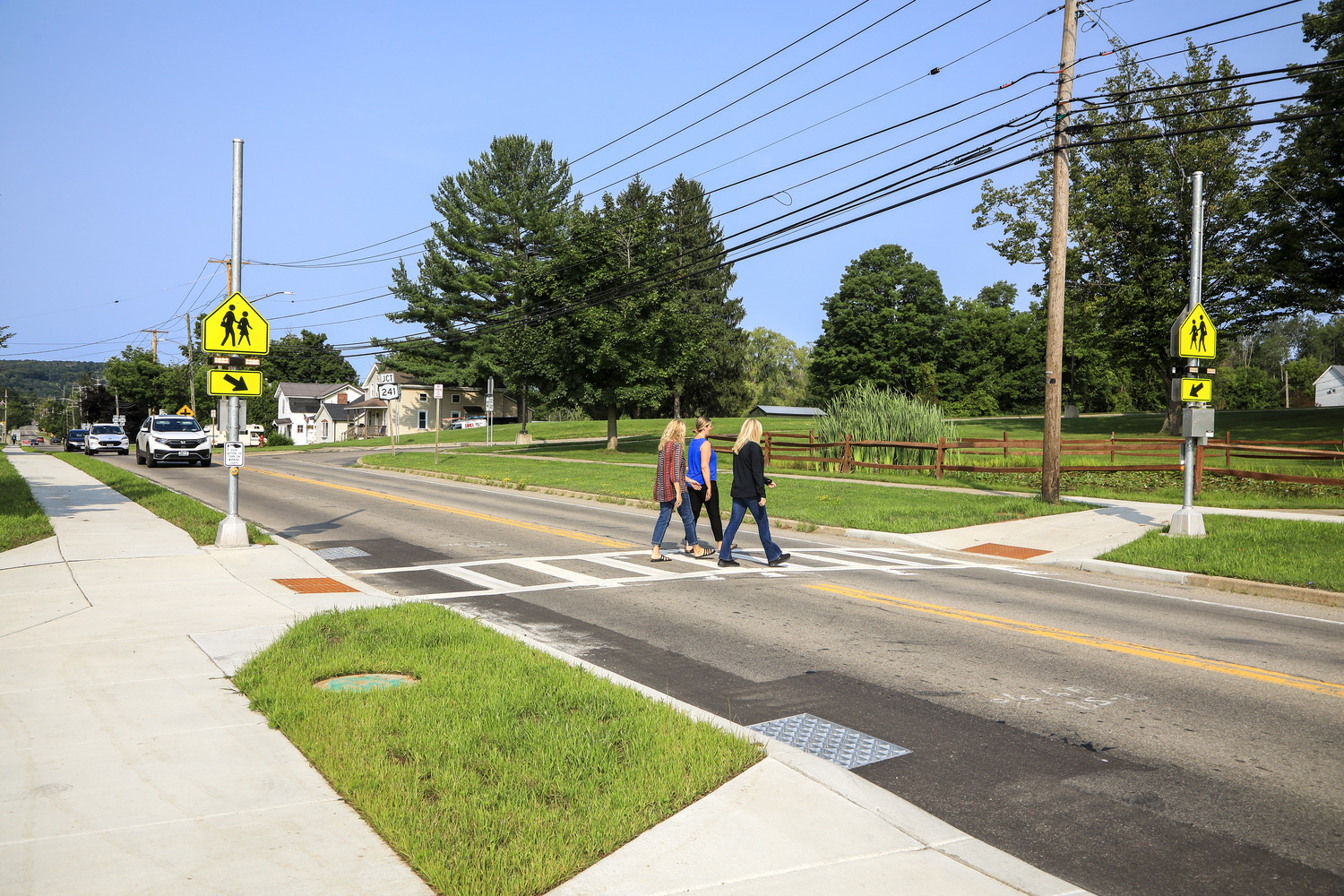 Town of Randolph Pedestrian Safety with pedestrians crossing crosswalk