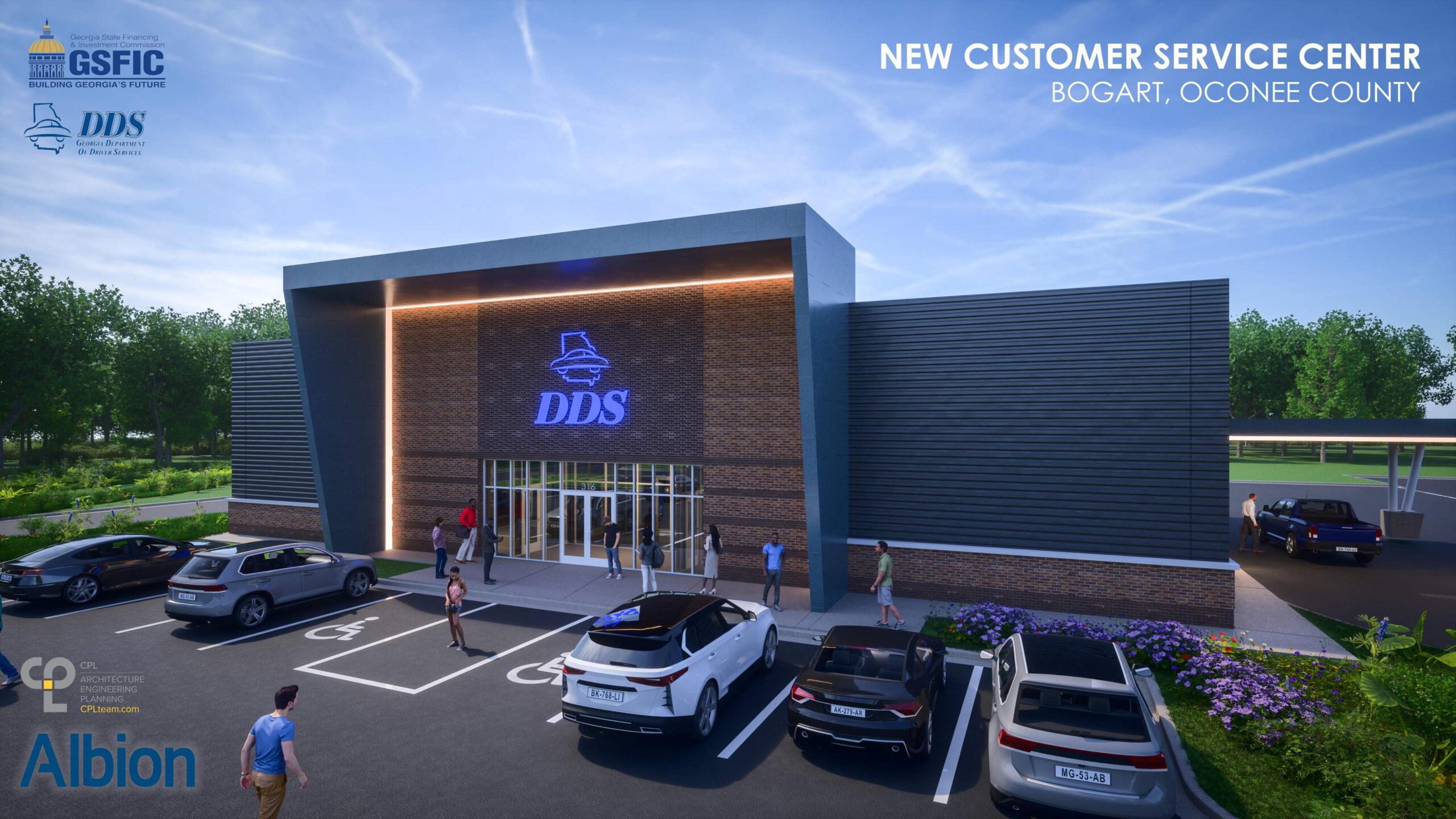 Exterior rendering of new customer service center in Bogart, Oconee County, GA