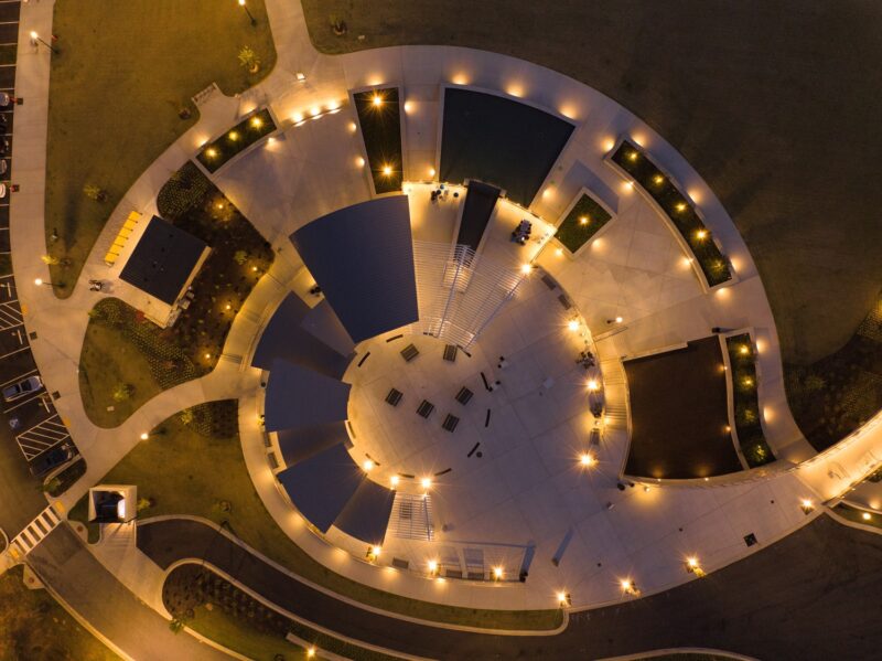 An overhead view of Suwanee Town Center on Main