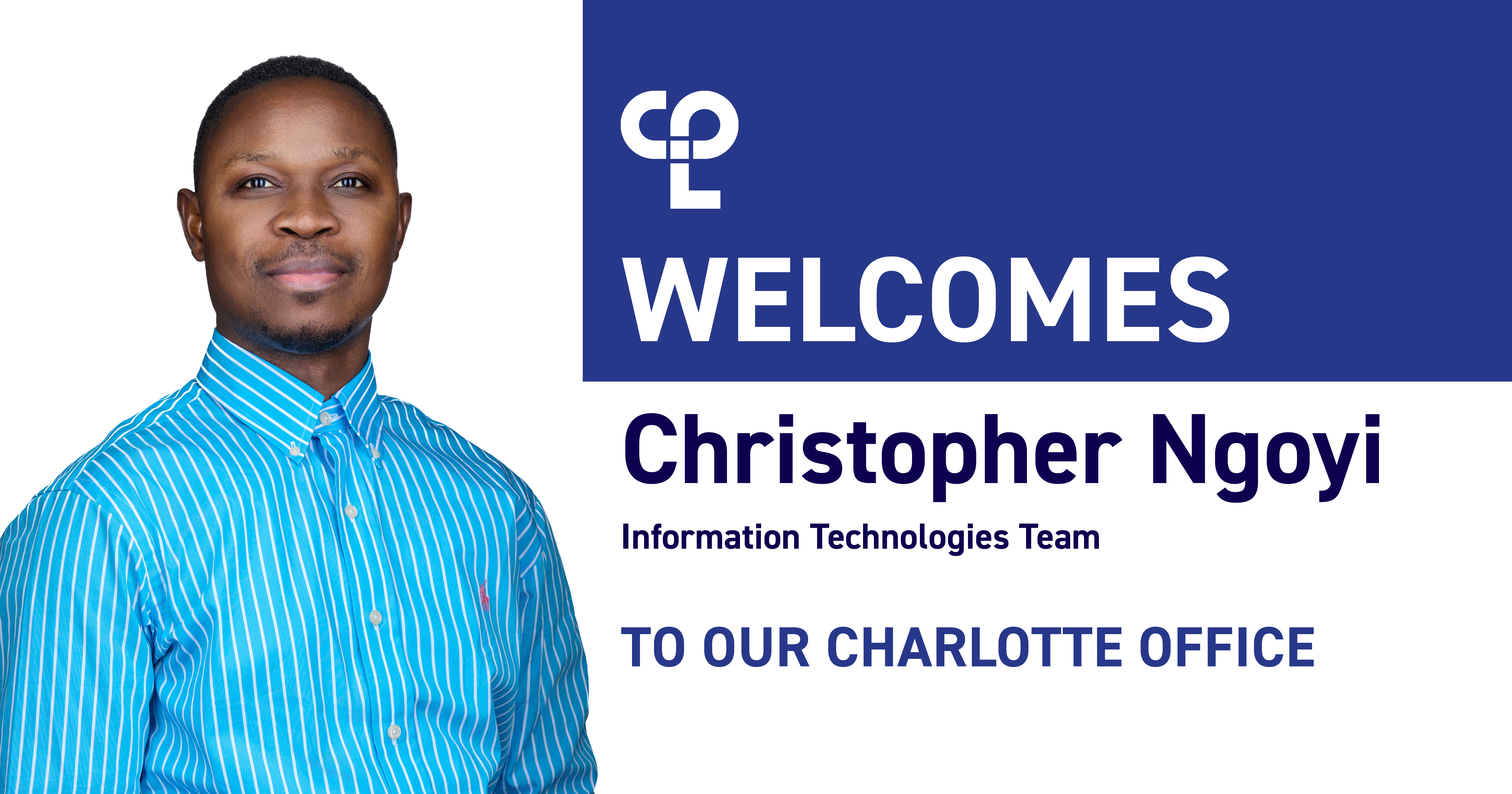 Image containing a headshot of Christopher Ngoyi, CPL's newest Help Desk Specialist.
