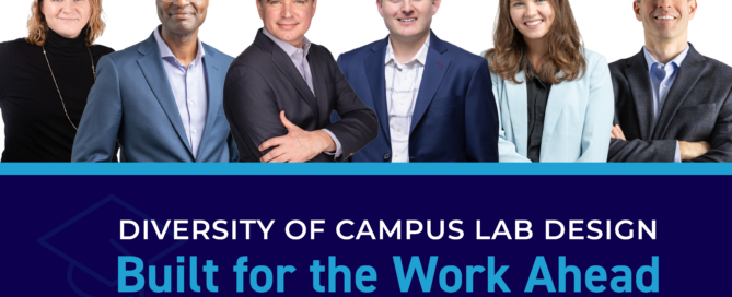 Graphic that shows CPL's Higher Ed team and below that it reads "Diversity of Campus Lab Design. Built for the work ahead"