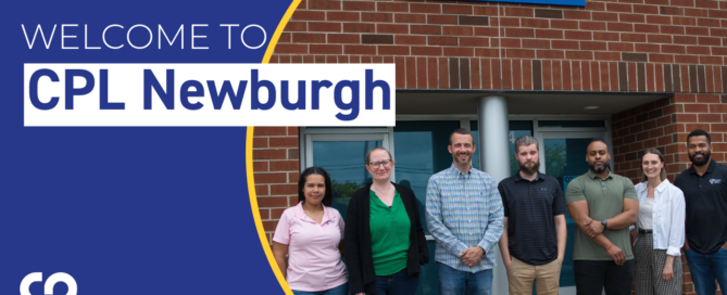 Group photo featuring some of our Newburgh Office team members. On the left it reads "Welcome to CPL Newburgh"