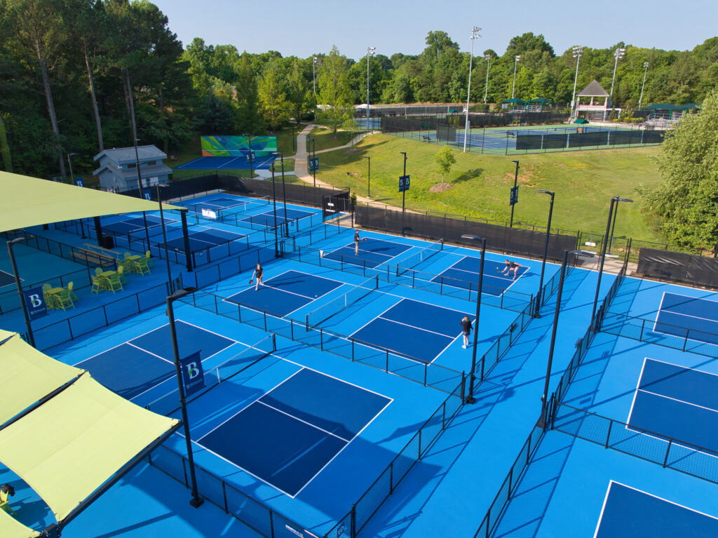 Burlington Pickleball Complex and the surrounding fields, courts and buildings within Fairchild Park.