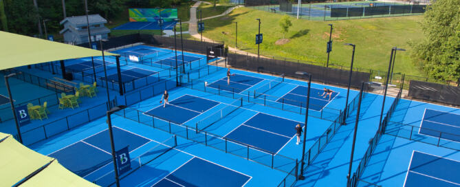 Burlington Pickleball Complex and the surrounding fields, courts and buildings within Fairchild Park.