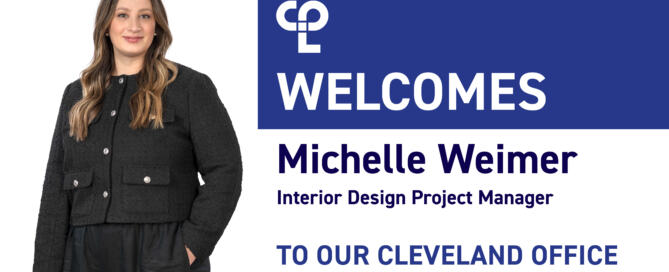 A graphic showing the headshot of Michelle Weimer, welcoming her to CPL's Cleveland office.