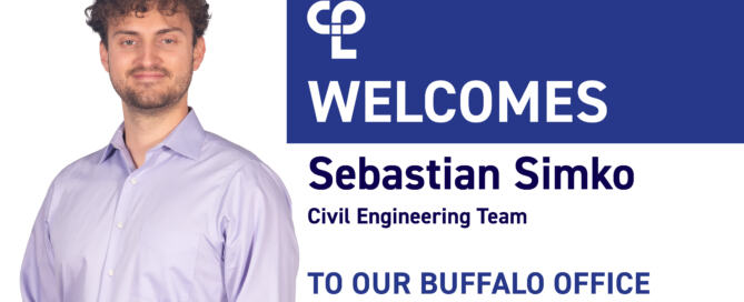 A graphic showing the headshot of Sebastian Simko, welcoming him to CPL's Buffalo office.