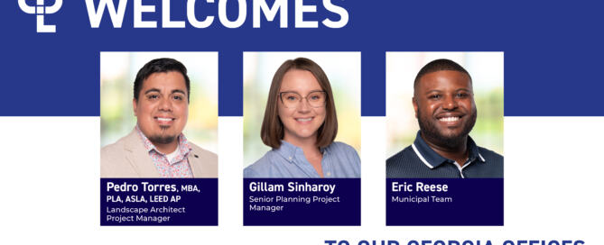A graphic showing the headshots of Pedro Torres, Gillam Sinharoy and Eric Reese, welcoming them to CPL's Georgia offices.
