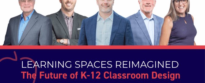 Graphic shows 5 people next to each other. Below them it reads "Learning Spaces Reimagined: The Future of K-12 Classroom Design" with the CPL logo