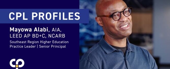 Senior Principal Mayowa Alabi discussing higher education architecture and campus design.